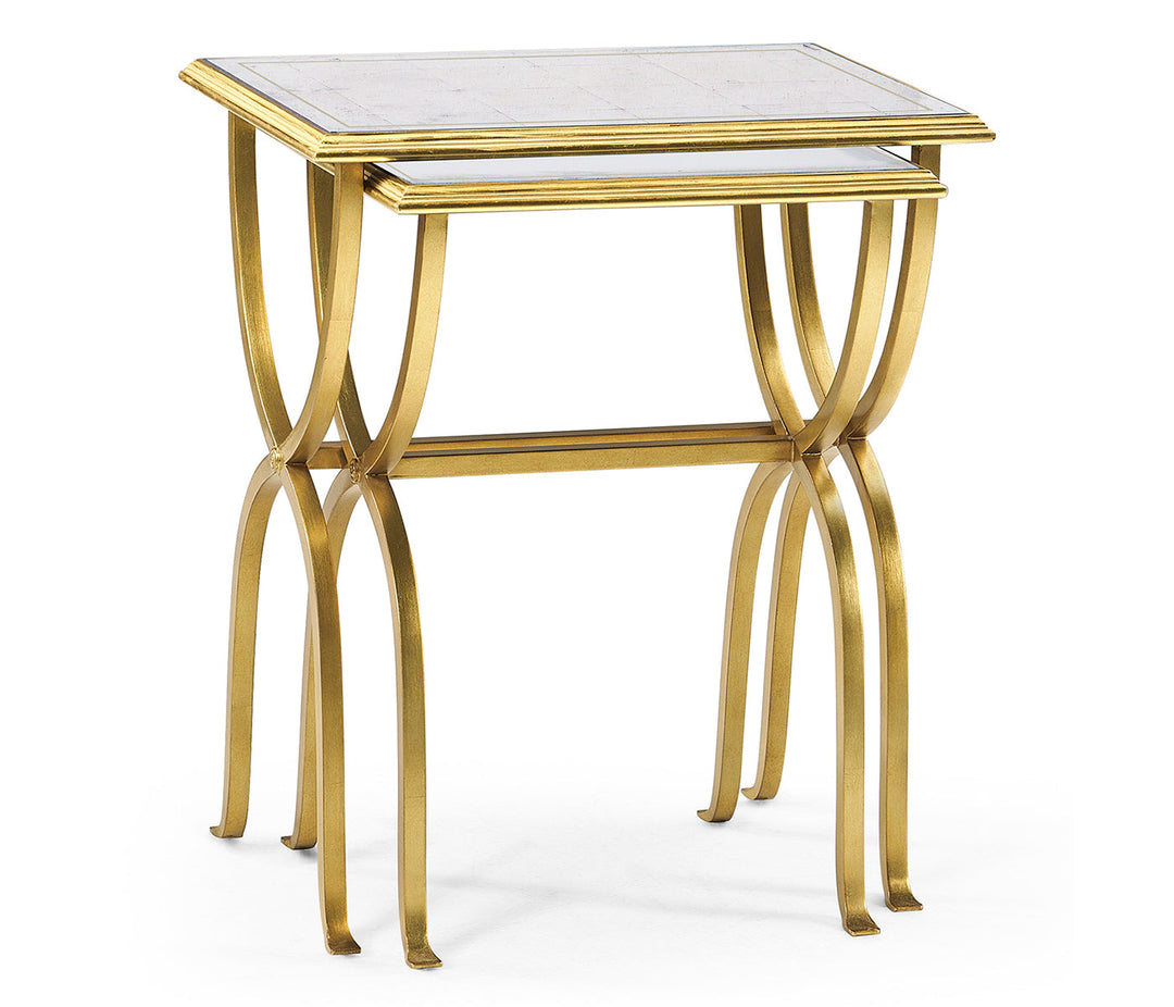 JC Modern - Luxe Collection - Églomisé & Gilded Iron Nest of Tables