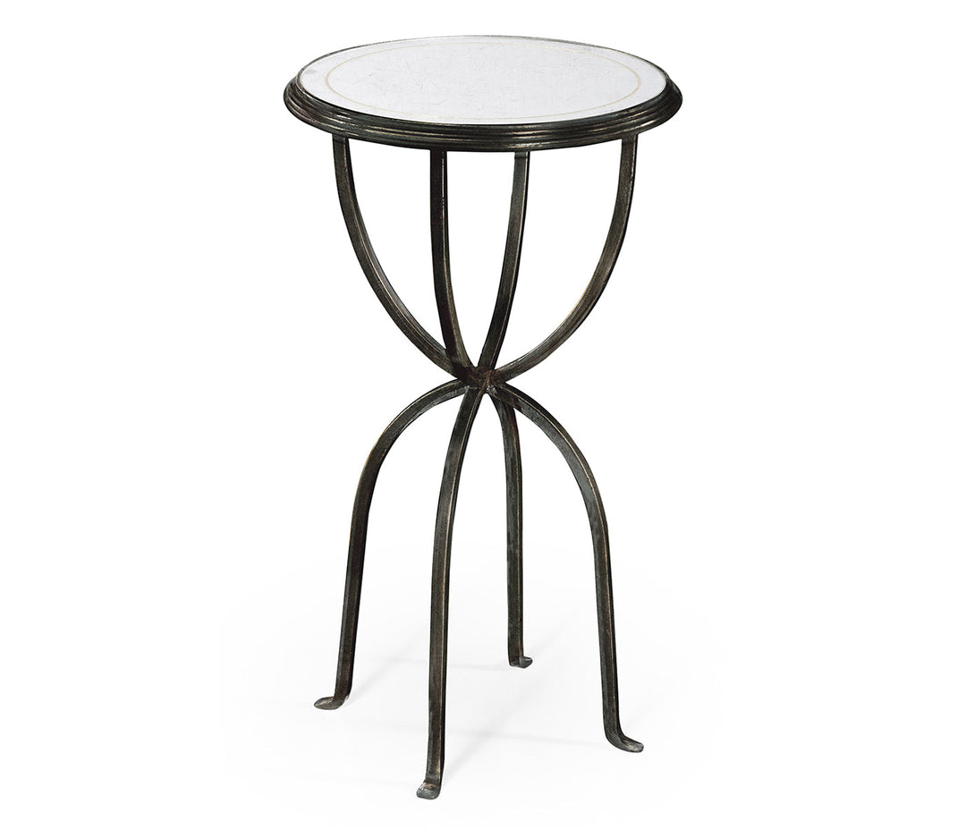 JC Modern - Luxe Collection - Églomisé & Bronze Iron Lamp Table with Bunched Legs