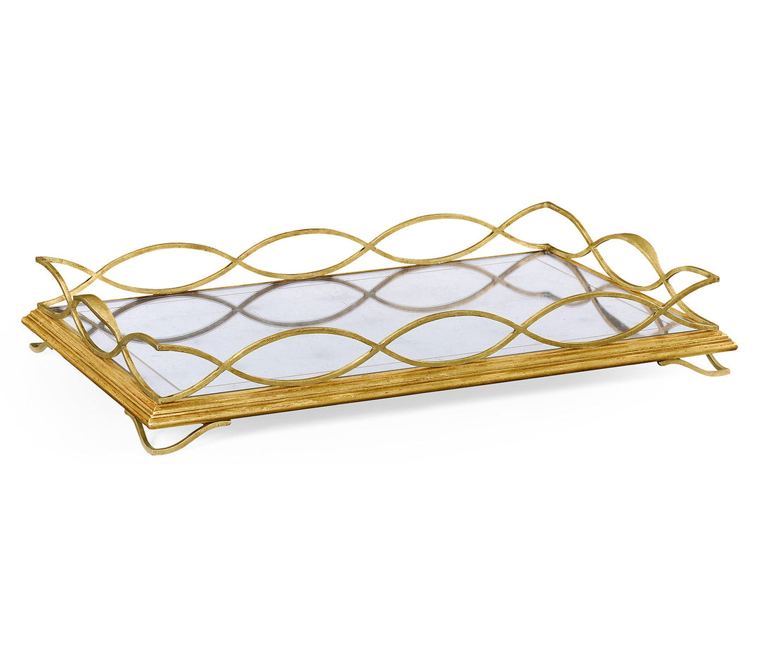 JC Modern - Luxe Collection - Églomisé & Gilded Iron Rectangular Tray