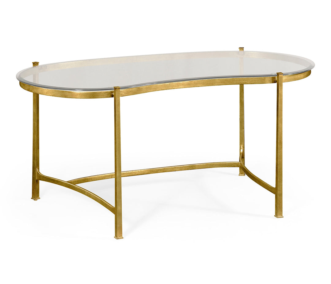 JC Modern - Luxe Collection - Gilded Kidney Desk with Glass Top