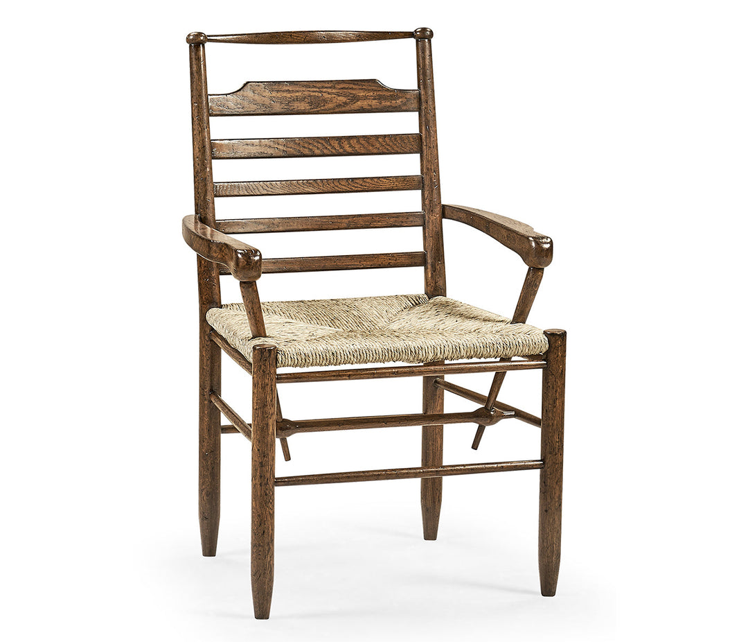 Sherwood Oak Collection - Dark Oak Ladder Back Country Arm Chair