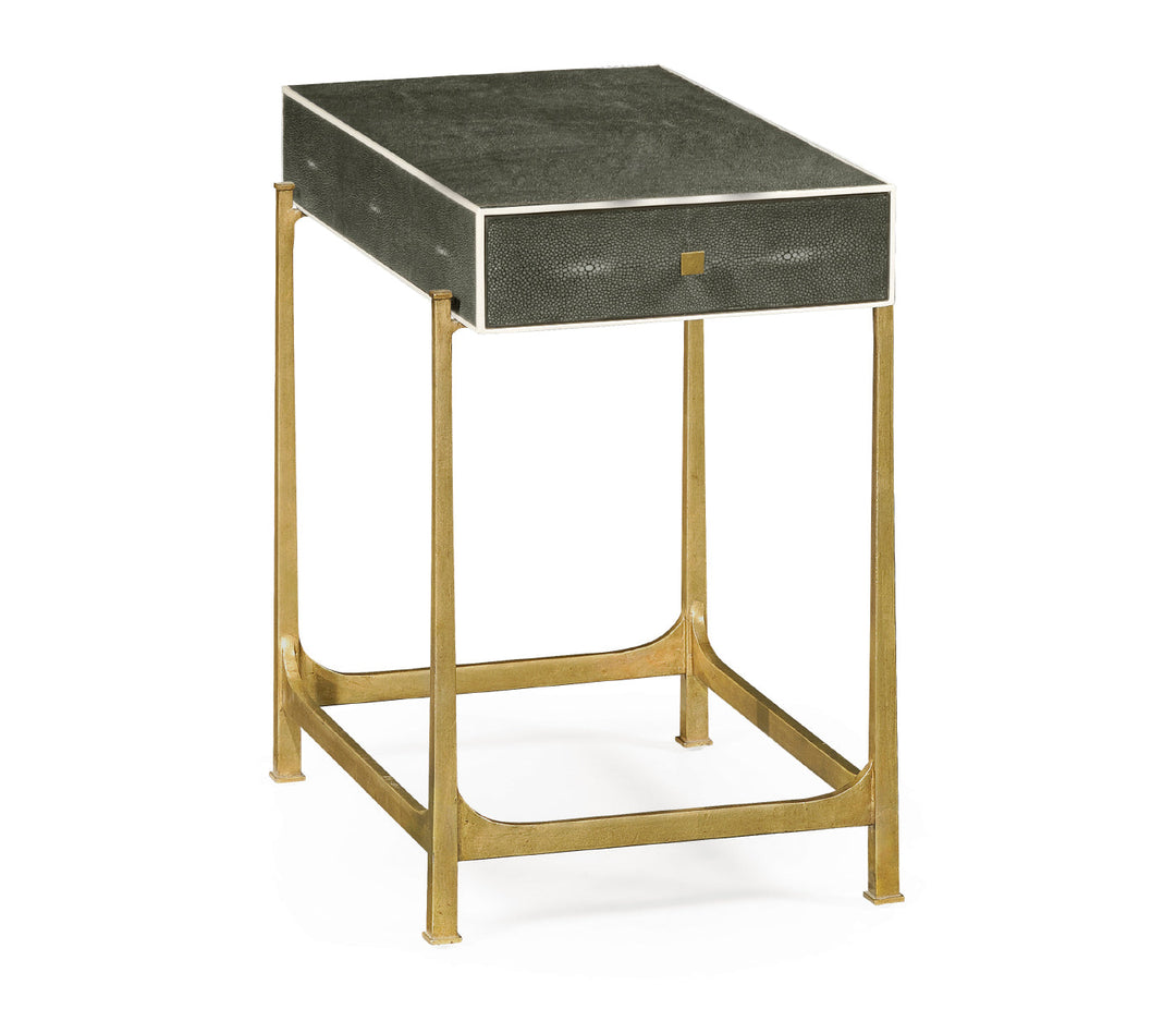 JC Modern - Luxe Collection - Anthracite Faux Shagreen & Gilded Iron Side Table