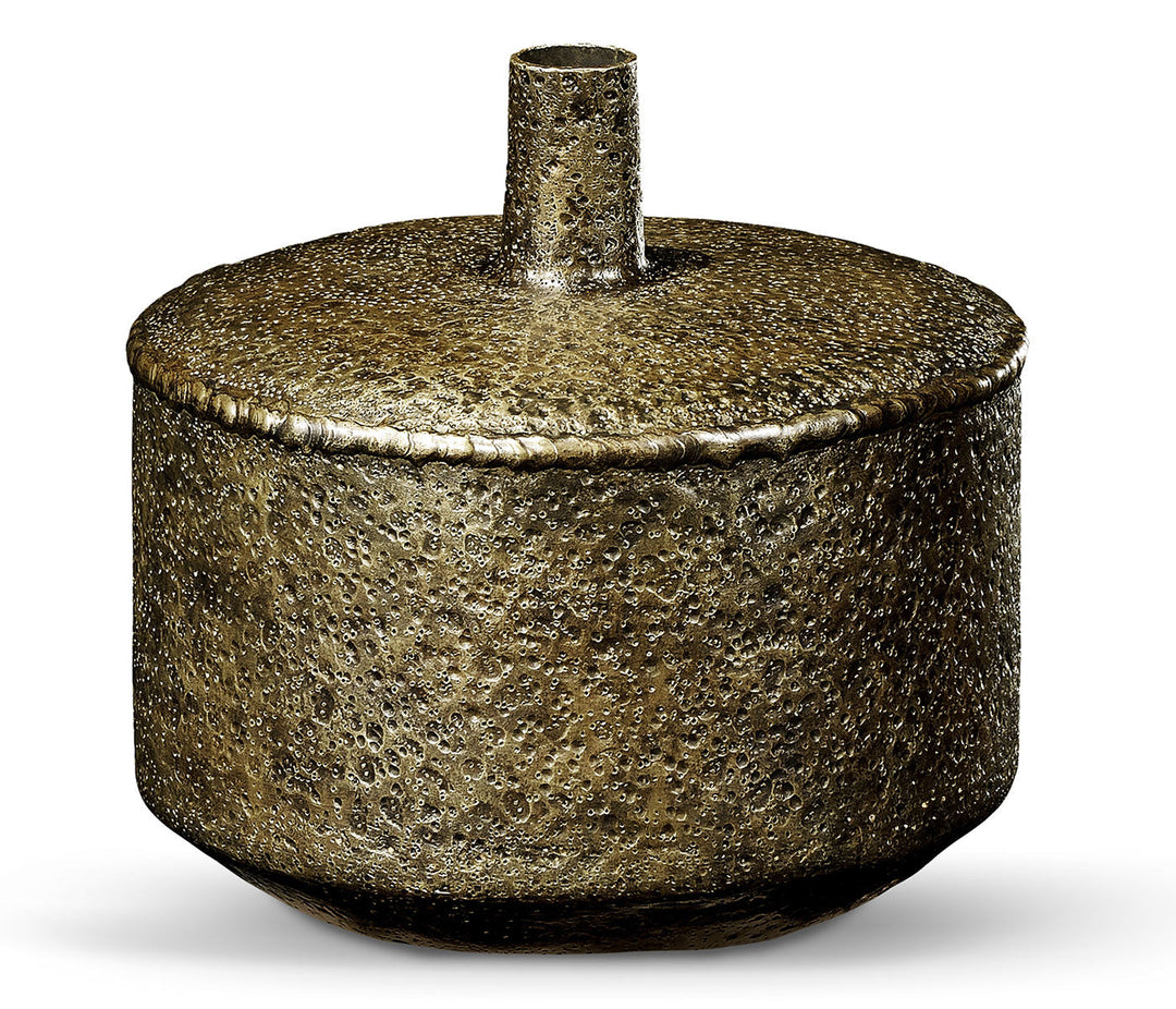 JC Edited - Anvil Collection - Large Textured Brass Lidded Vase