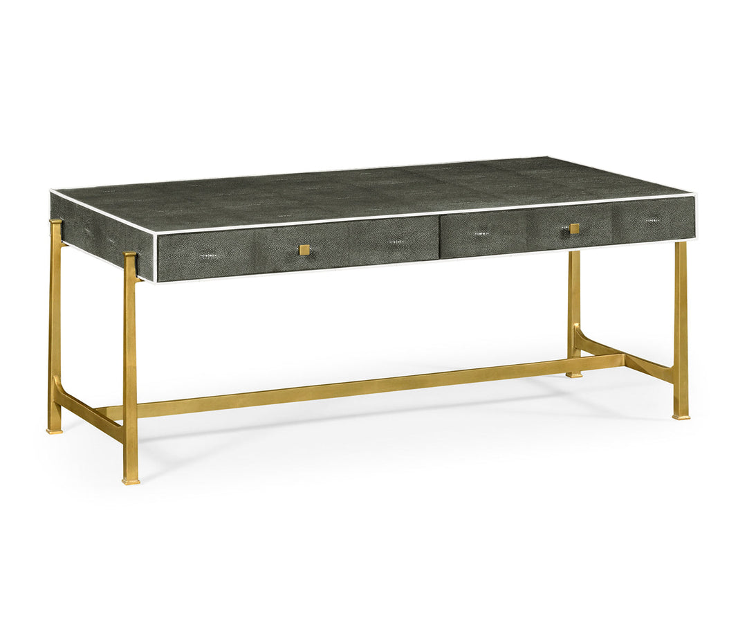 JC Modern - Luxe Collection - Anthracite Faux Shagreen Coffee Table with Gilded Base