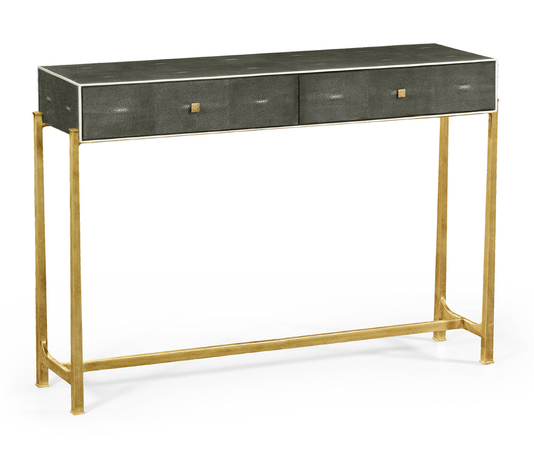 JC Modern - Luxe Collection - Anthracite Faux Shagreen & Gilded Console