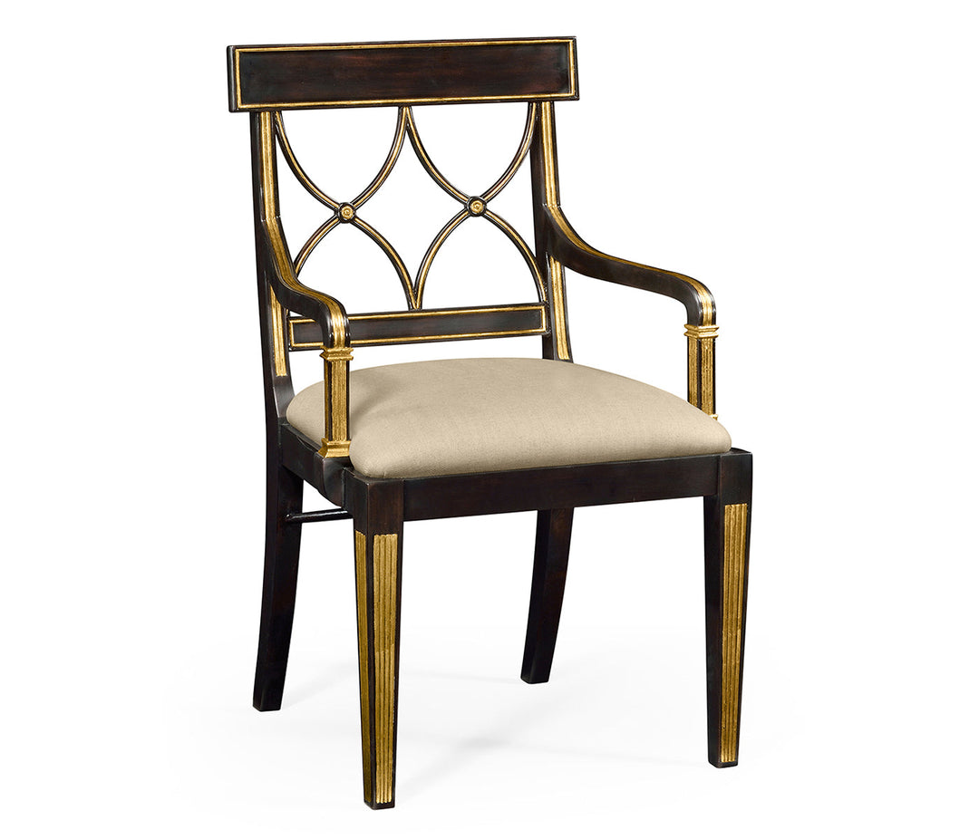 Kensington Collection - Regency Black Painted Curved Back Arm Chair