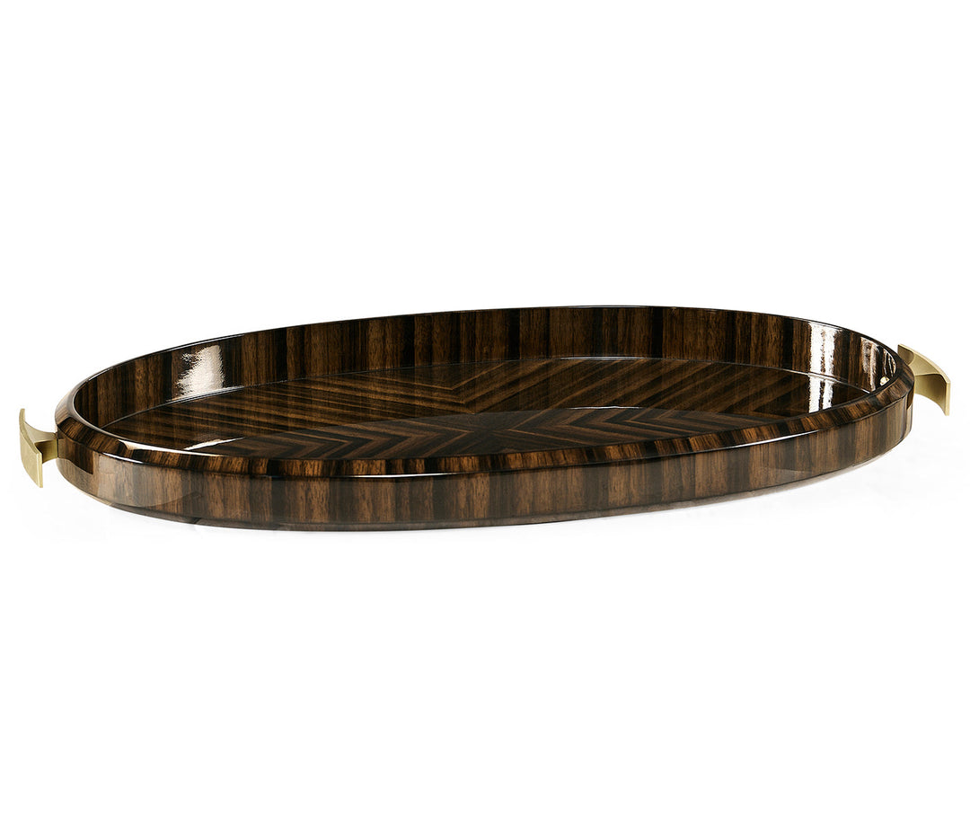 JC Modern - Ebony Collection - Oval Art Deco Macassar Ebony High Lustre Tray