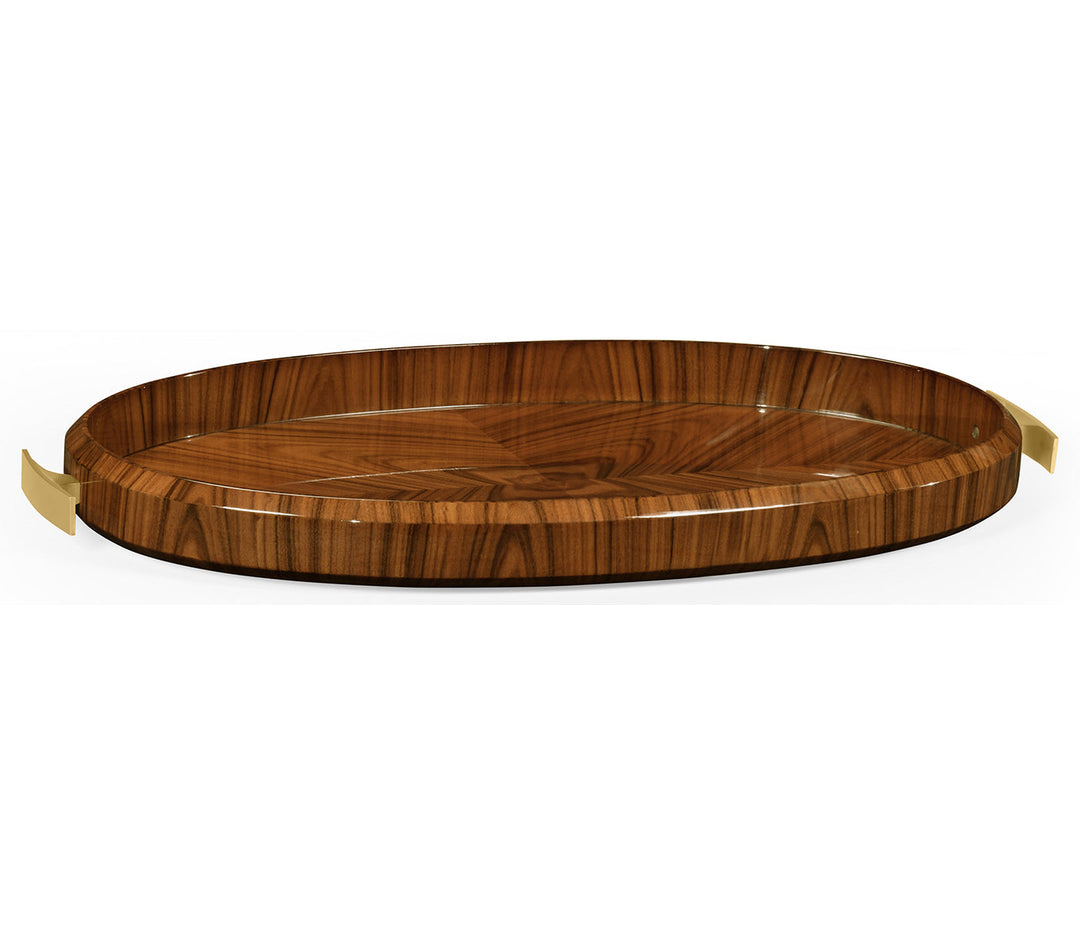 JC Modern - Santos Collection - Art Deco High Lustre Oval Tray with Brass