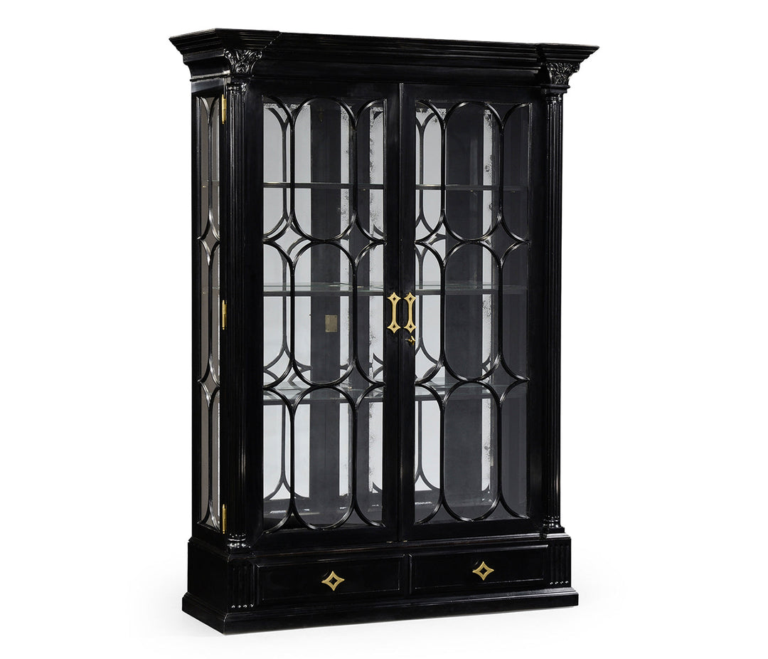 Kensington Collection - Corinthian Column Black Display Cabinet