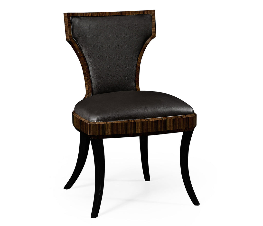 JC Modern - Ebony Collection - Full Back Art Deco Macassar Ebony Dining Side Chair