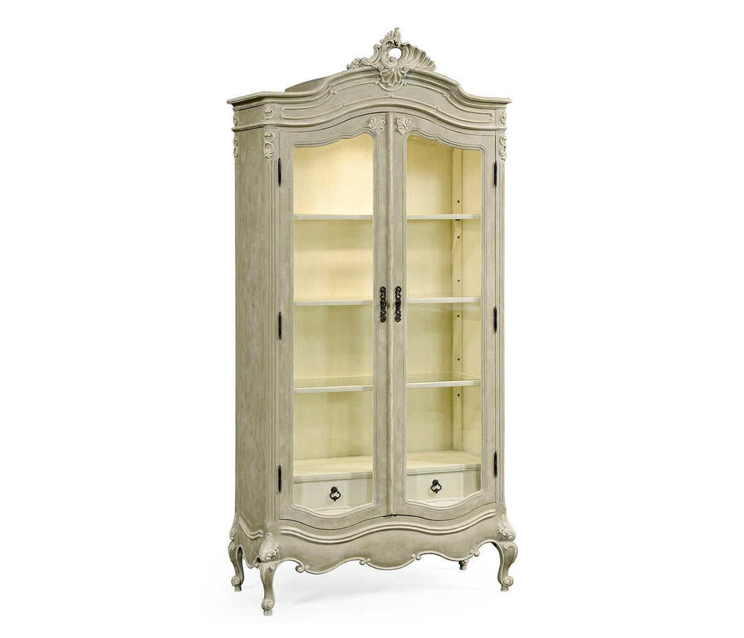 Country Farmhouse Collection - French Provincial Grey Glazed Display Cabinet