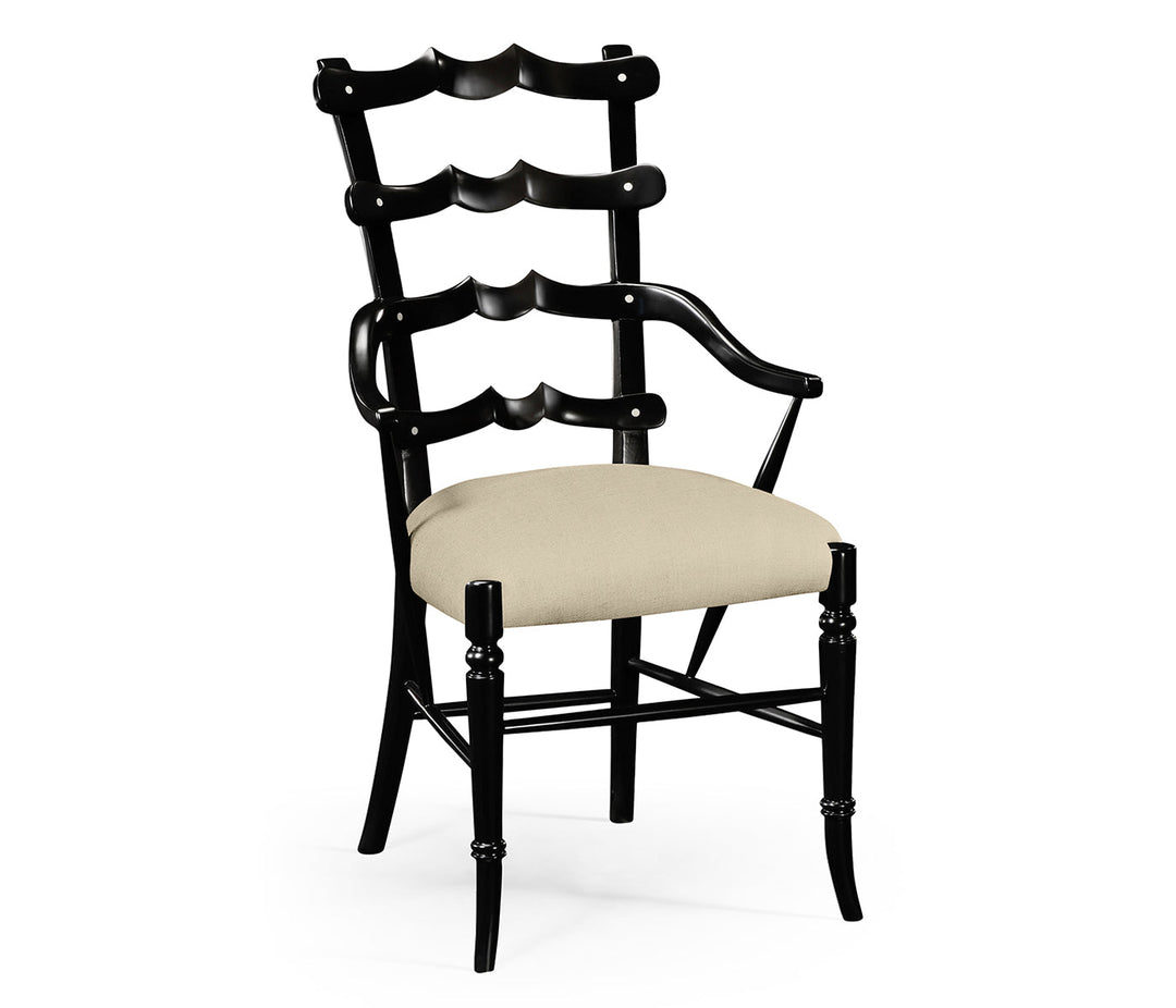 JC Edited - Assorted Collection - Black "Yoke" Ladderback Arm Chair