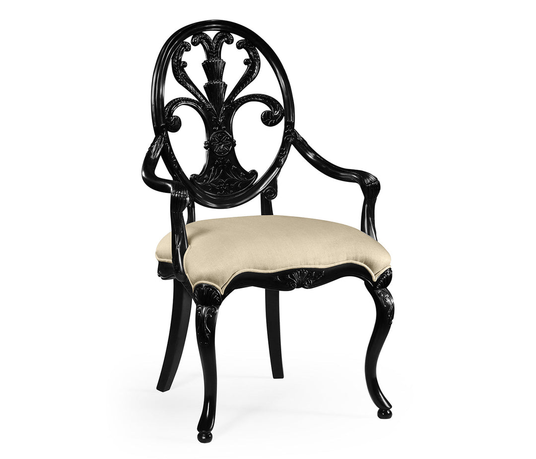 Windsor Collection - Sheraton Black Oval Back Arm Chair