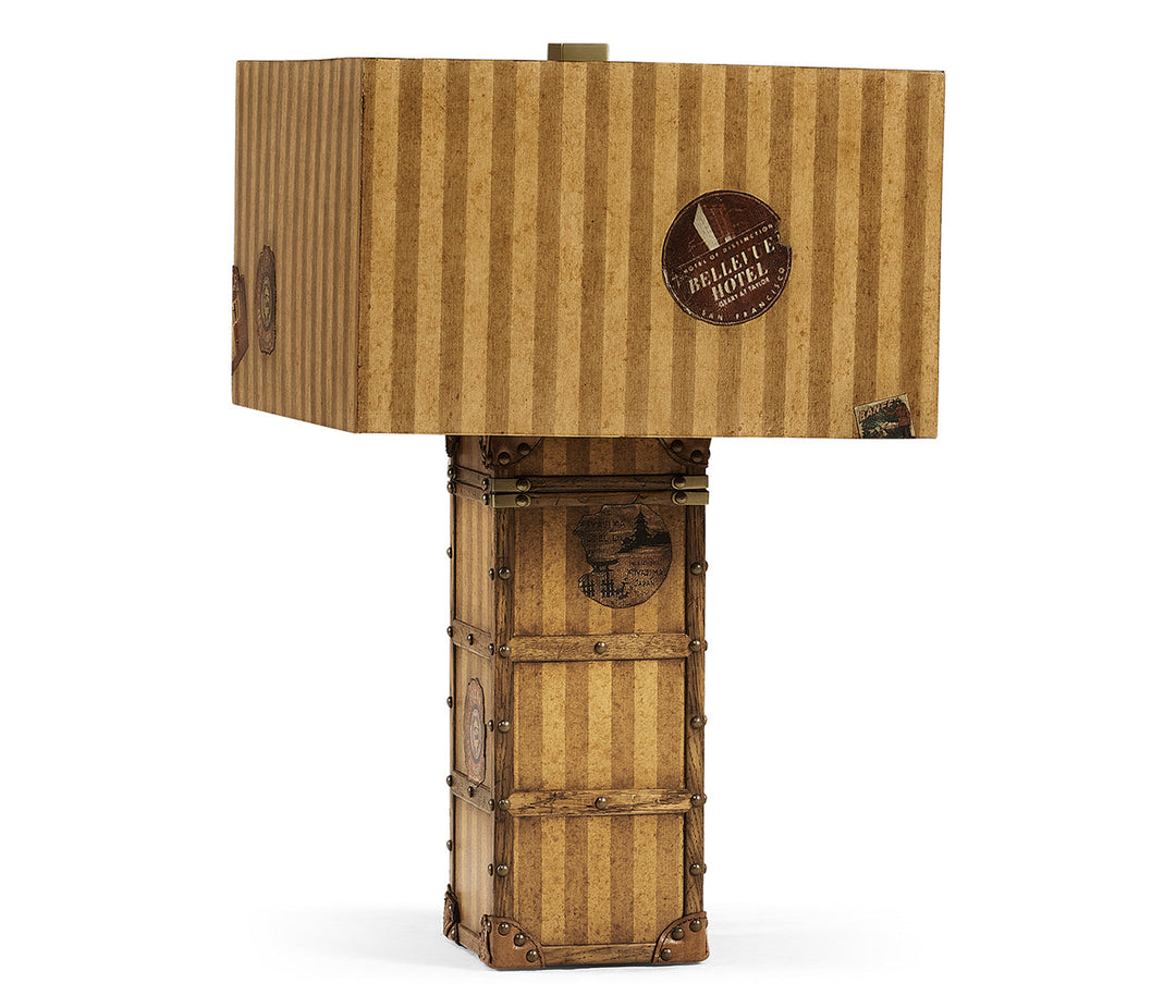 JC Edited - Voyager Collection - Striped Travel Trunk Style Table Lamp