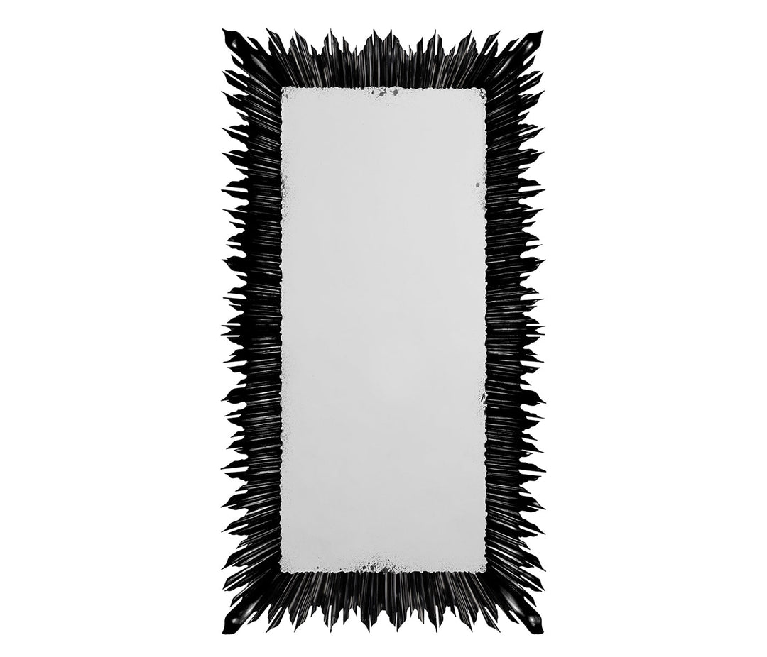 Versailles Collection - Black finish floor standing rectangular sunburst mirror