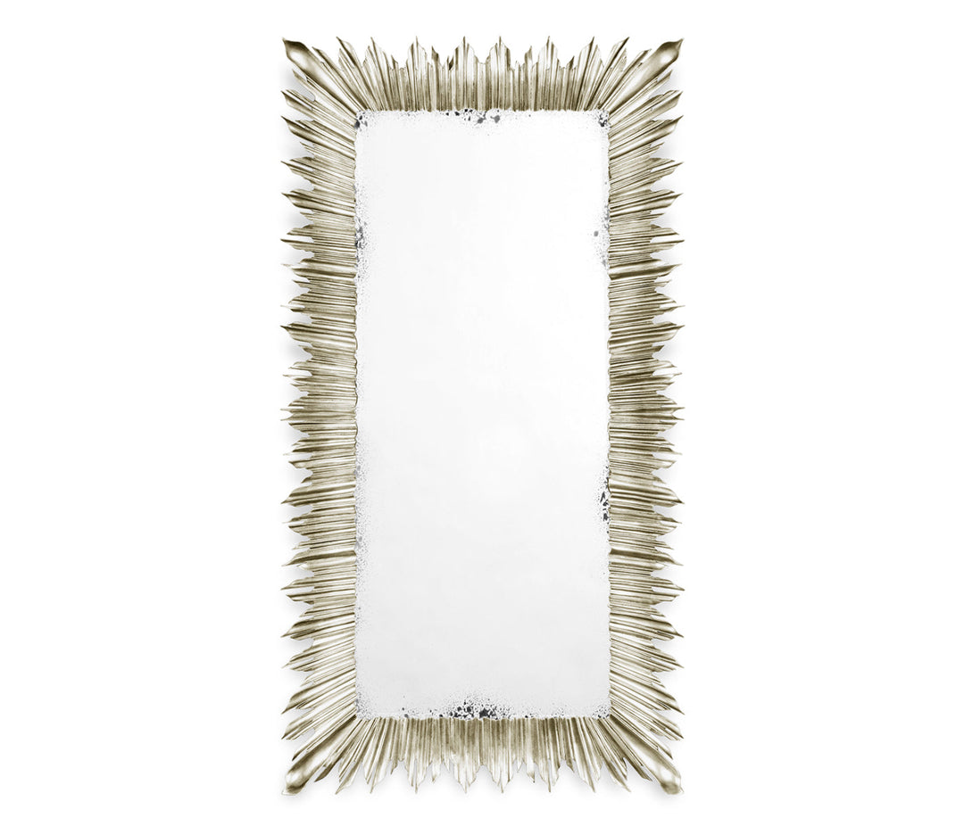 Versailles Collection - Silvered floor standing rectangular sunburst mirror