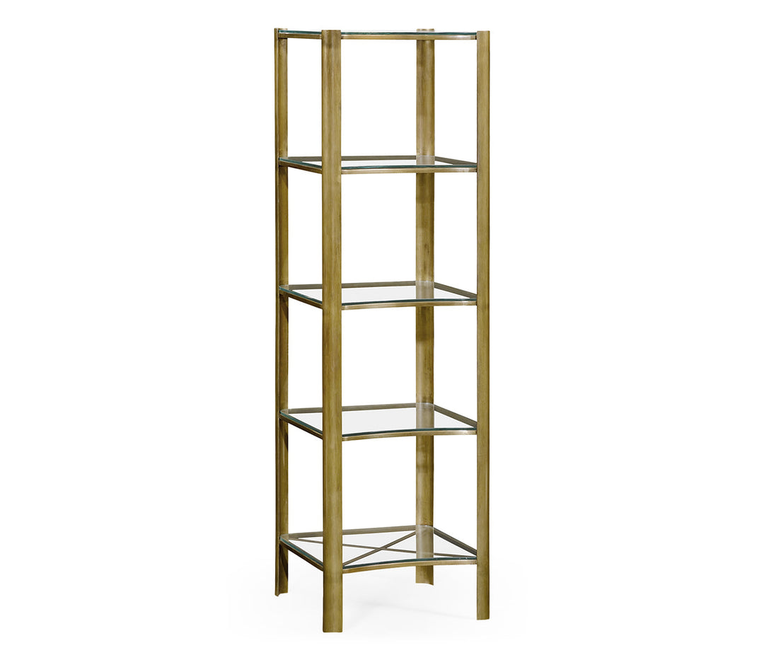 JC Modern - Cosmo Collection - Brass & Glass Five Tier Étagère