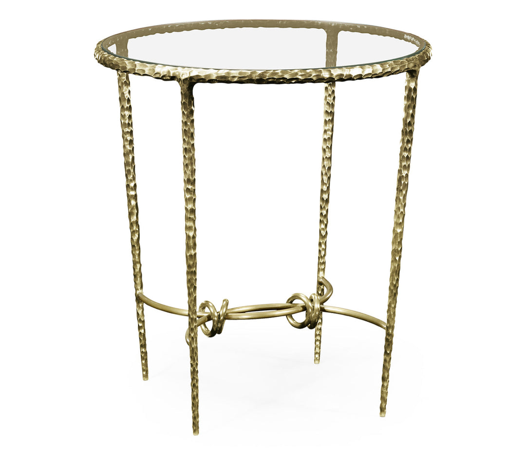 JC Modern - Stiletto Collection - Hammered Light Brown Brass Circular Side Table