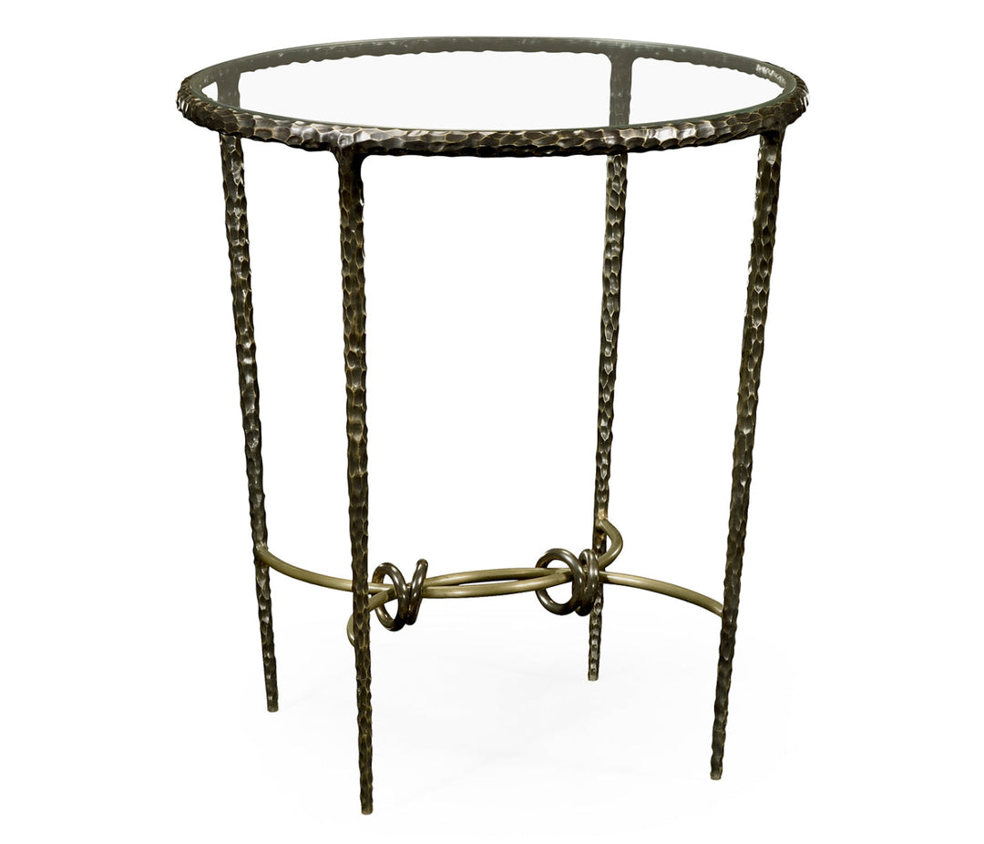 JC Modern - Stiletto Collection - Hammered Antique Black Brass Circular Side Table