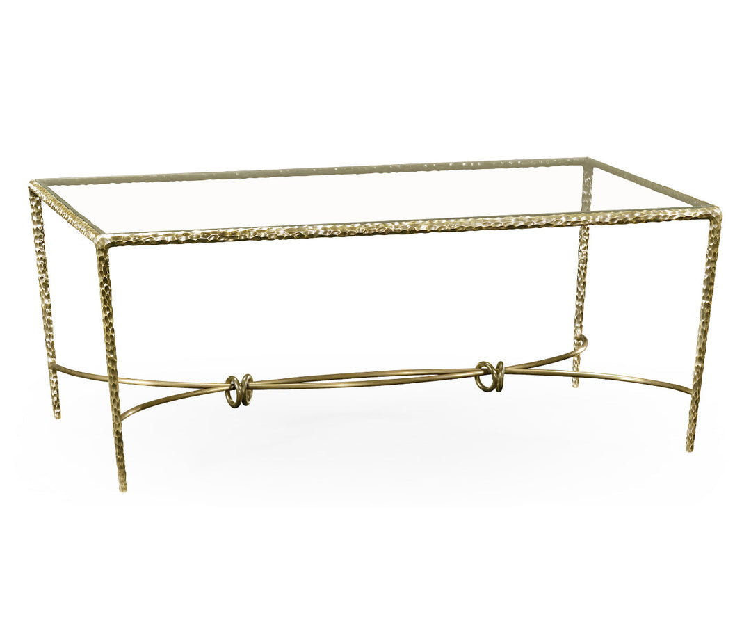 JC Modern - Stiletto Collection - Hammered Light Brown Brass Rectangular Coffee Table