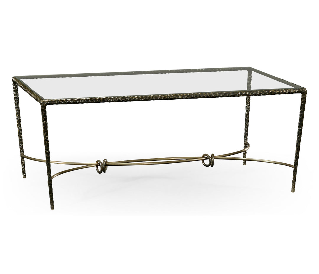 JC Modern - Stiletto Collection - Hammered Anitque Black Brass Rectangular Coffee Table