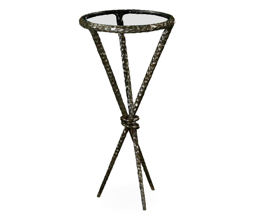 JC Modern - Stiletto Collection - Hammered Antique Black Brass Circular Wine Table