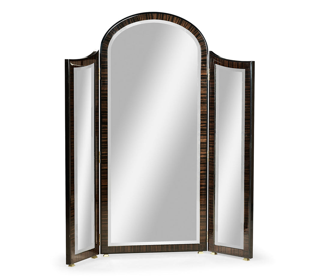 JC Modern - Ebony Collection - Triple Full Length Art Deco Macassar Ebony High Lustre Mirror