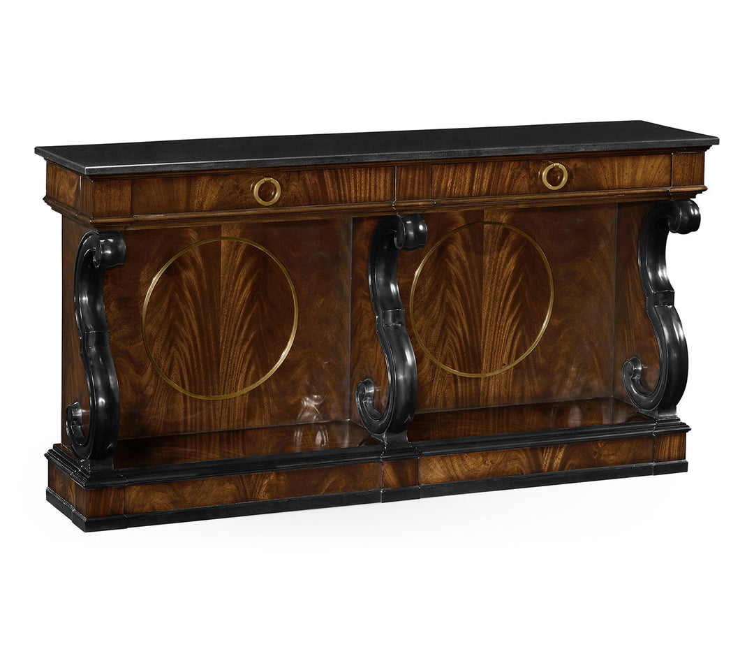 Knightsbridge Collection - Mahogany Regency style buffet with scroll brackets