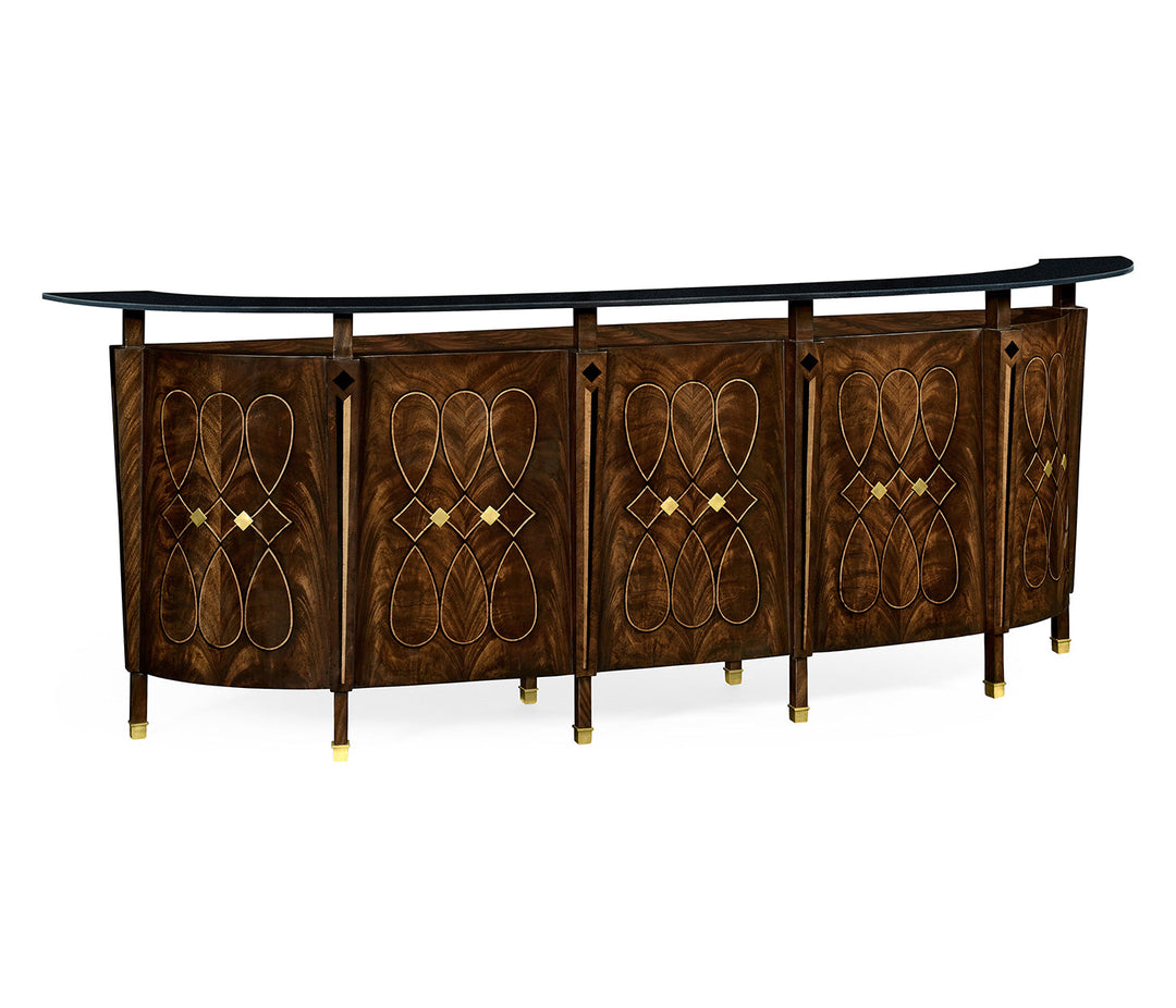 Knightsbridge Collection - Mahogany semi circular five panel registration desk with fine inlays