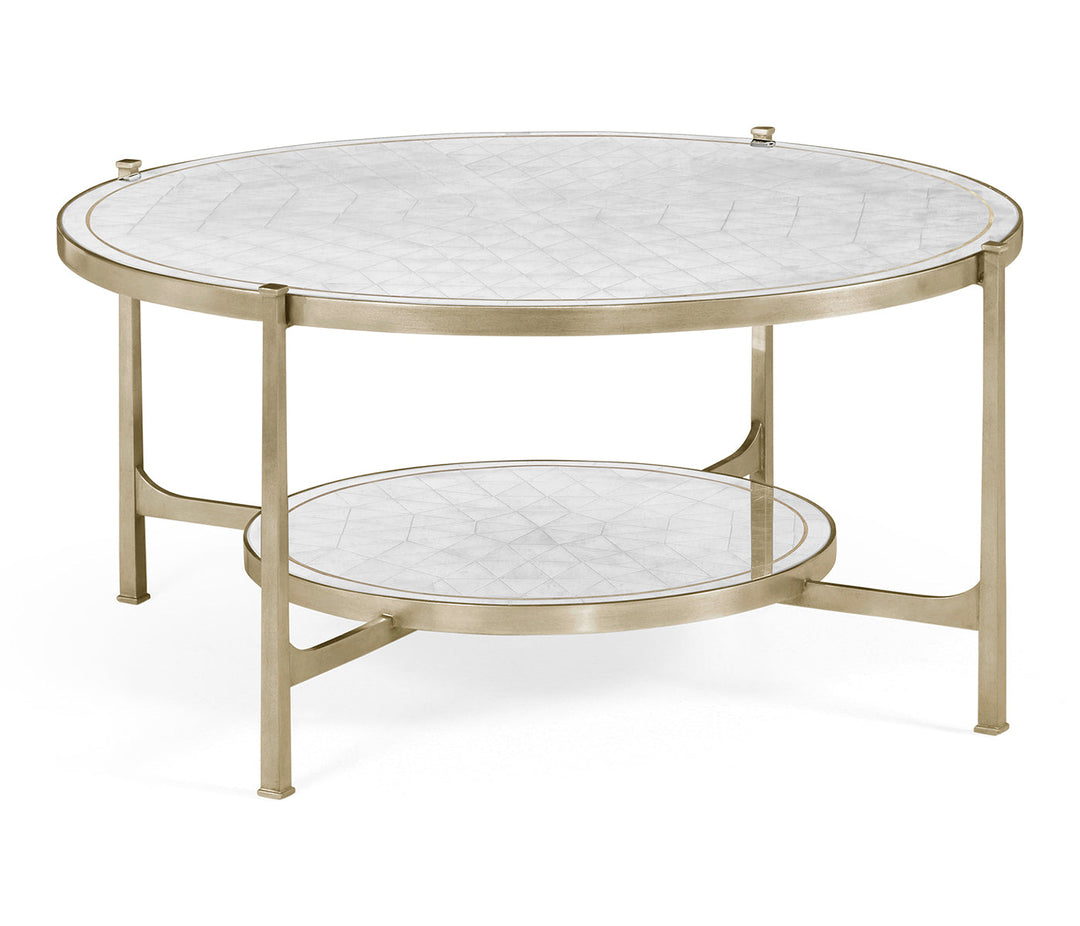 JC Modern - Luxe Collection - Églomisé Glass Silver Coffee Table