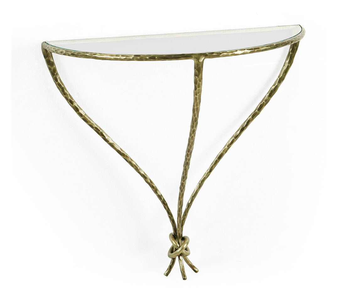 JC Modern - Stiletto Collection - Hammered Light Brown Brass Wall Mounted Bracket Table