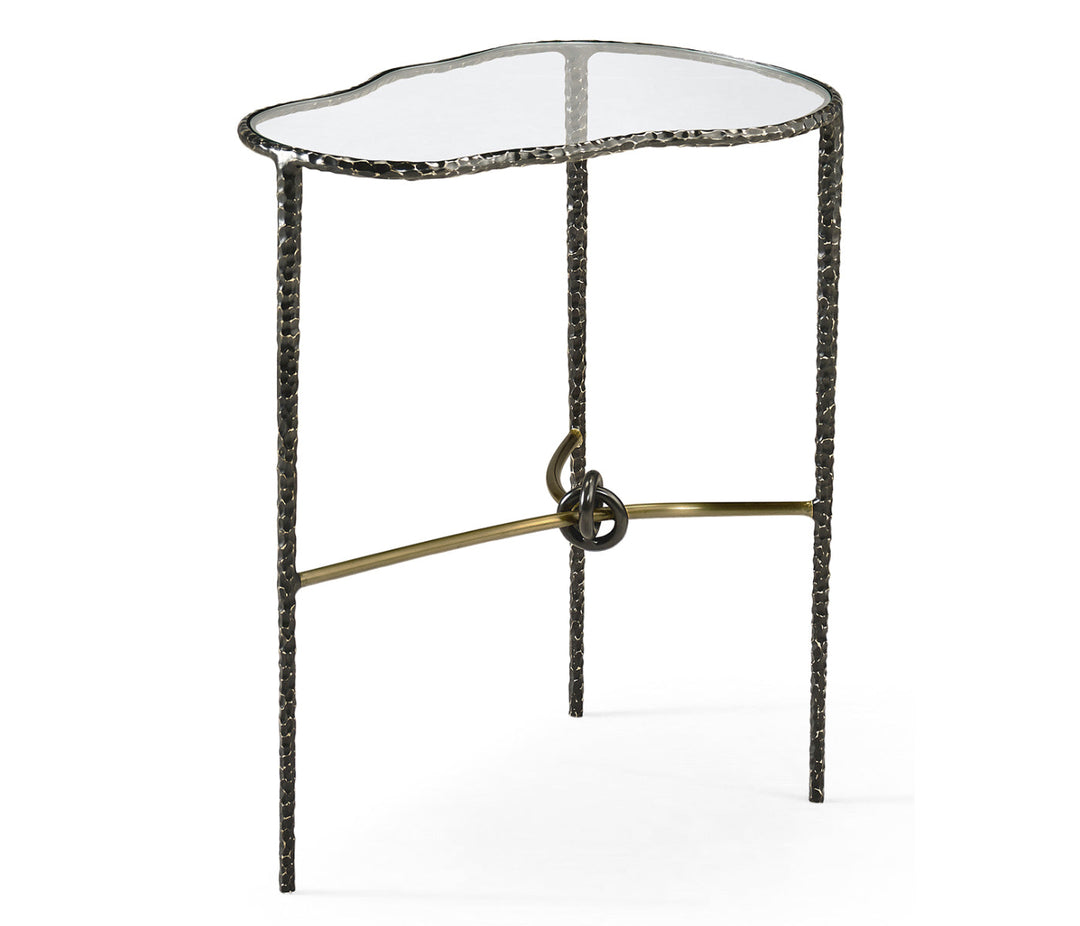 JC Modern - Stiletto Collection - Hammered Antique Black Brass Freeform Lamp Table