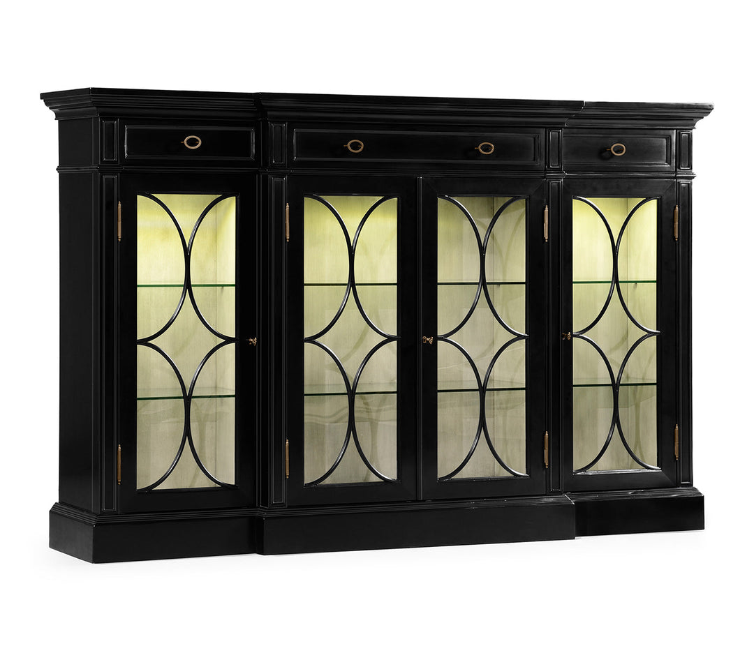 Kensington Collection - Traditional Four Door Breakfront Display Cabinet