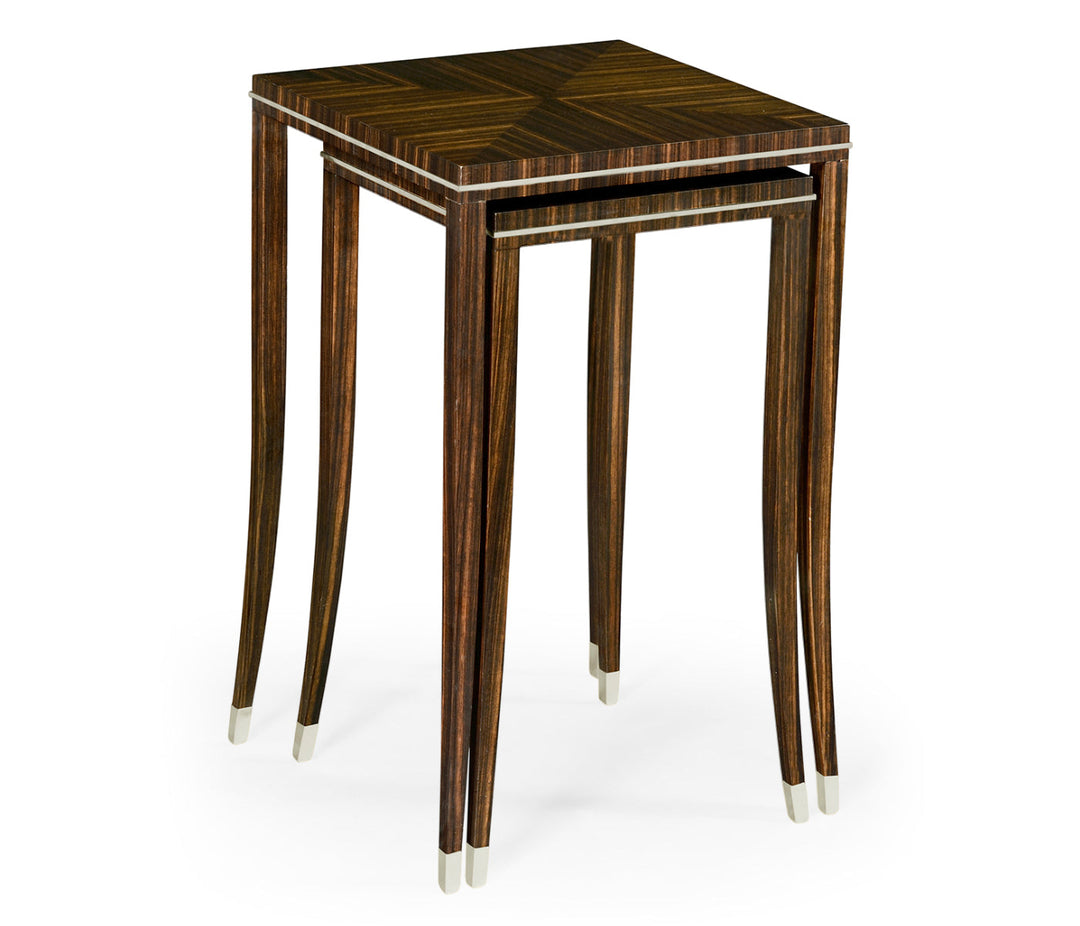 JC Modern - Soho Collection - Macassar Ebony Nesting Tables with White Brass Detail