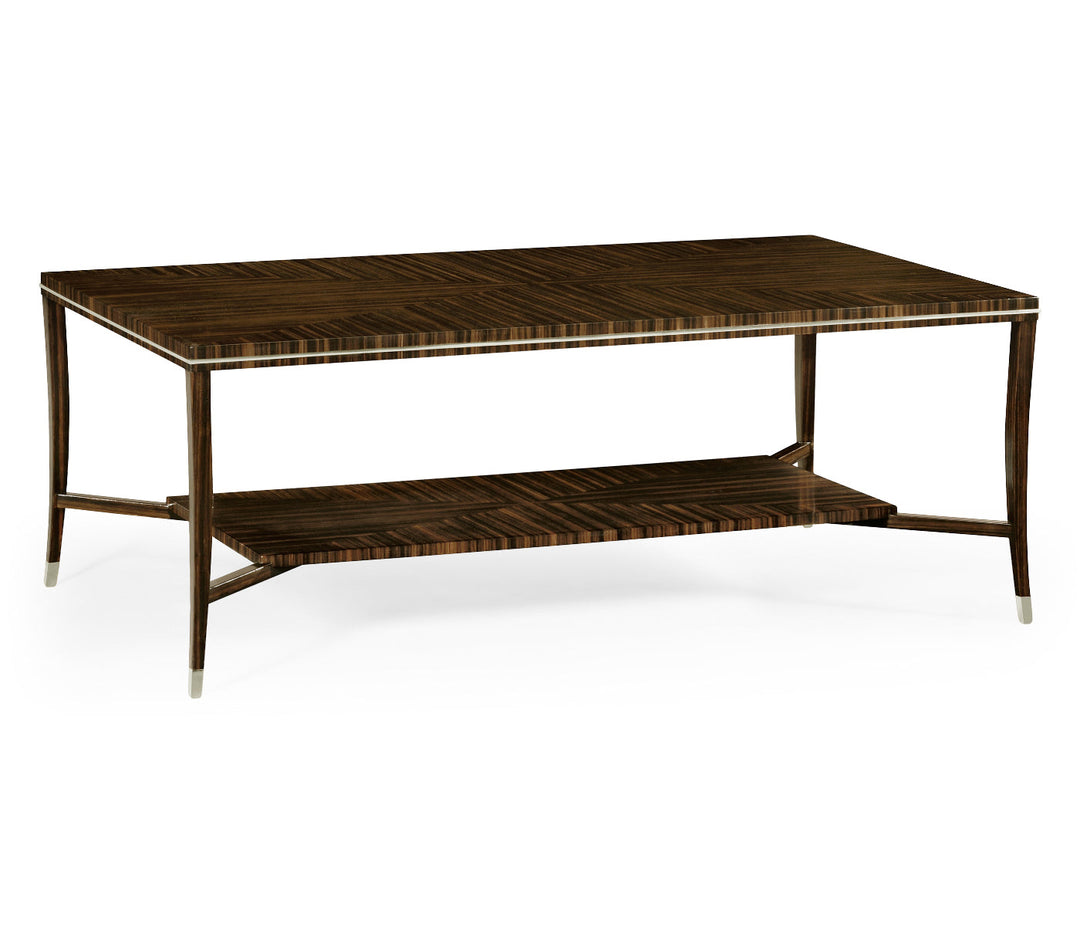 JC Modern - Soho Collection - Macassar Ebony Coffee Table with White Brass Detail