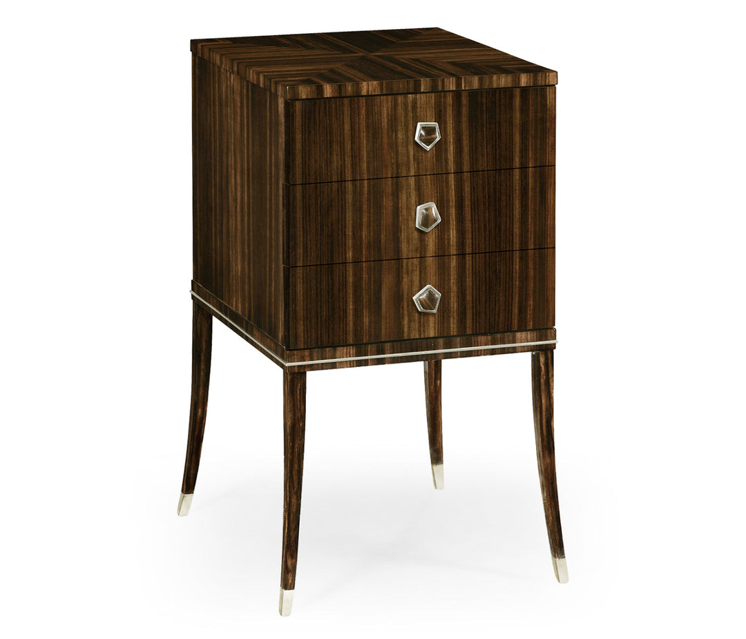 JC Modern - Soho Collection - Macassar Ebony Bedside Chest with White Brass Detail