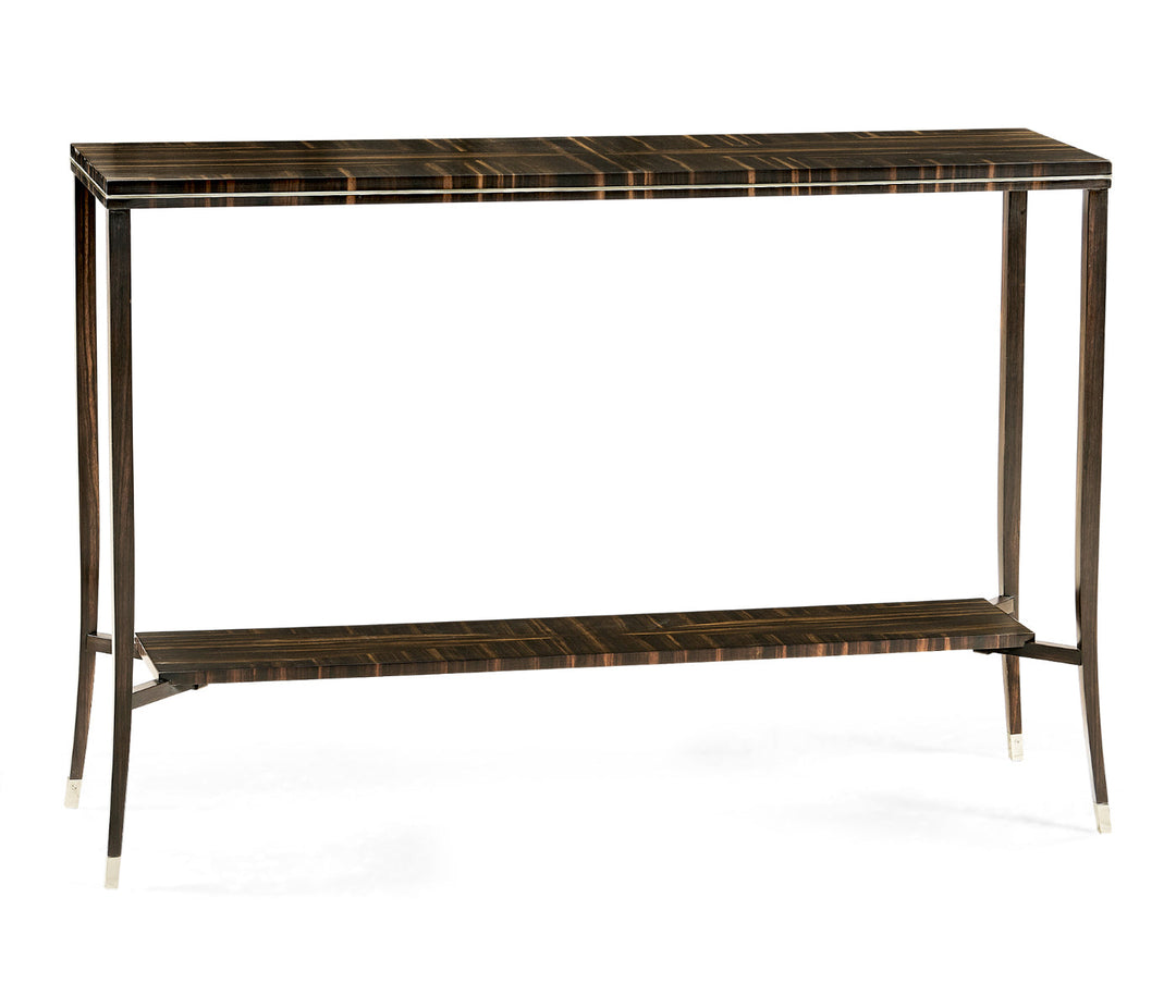 JC Modern - Soho Collection - Macassar Ebony Narrow Console with White Brass Detail