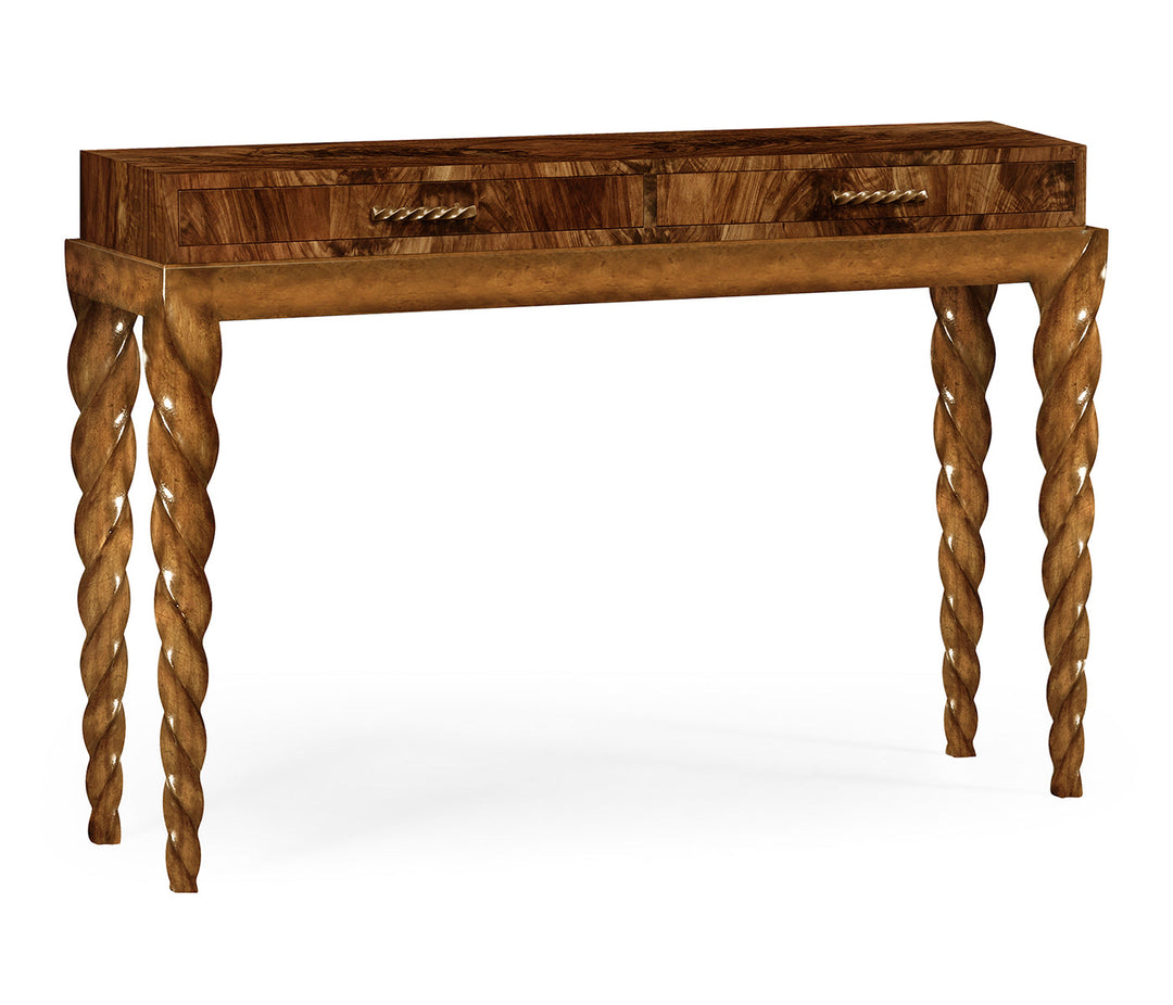 JC Modern - Twist Collection - Walnut Barleytwist Console Table with Drawers