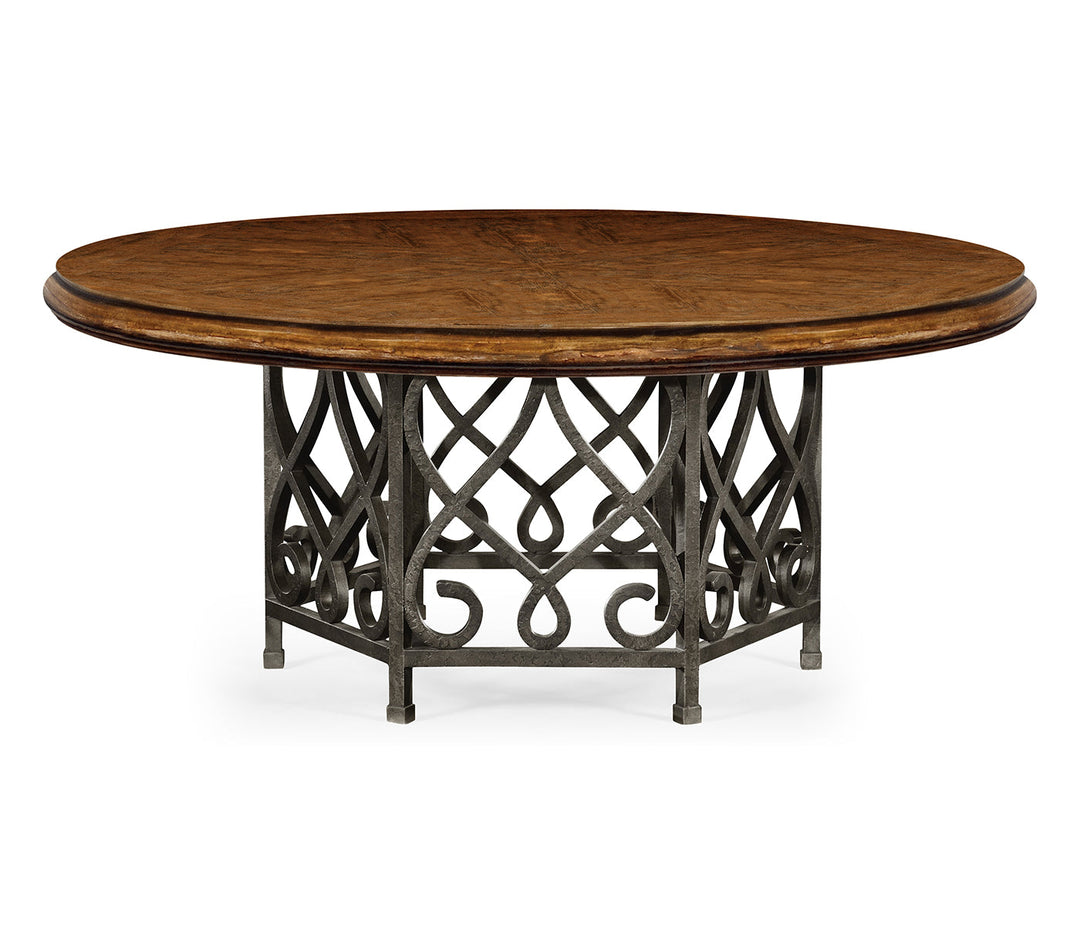 JC Edited - Artisan Collection - 72" Rustic Walnut Dining Table with Wrought Iron Base