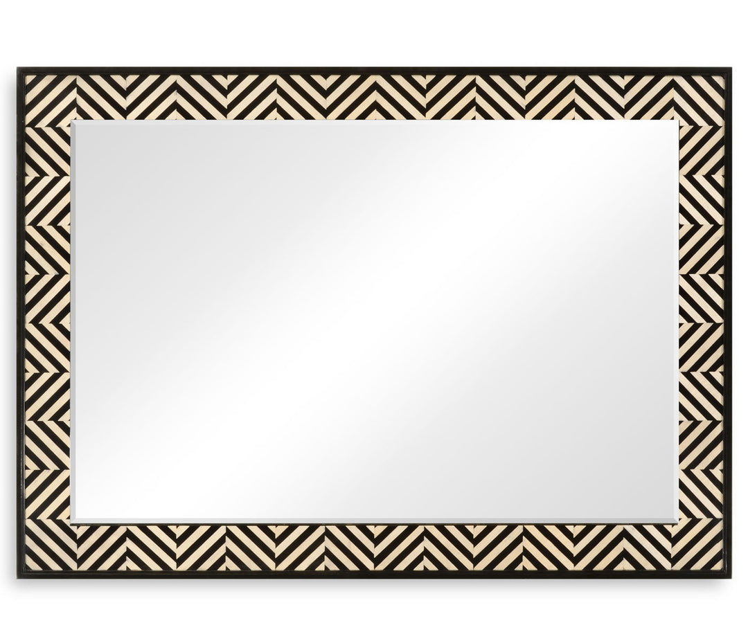 JC Modern - Alexander Julian Collection - Classic Ebony & Ivory Herringbone Mirror