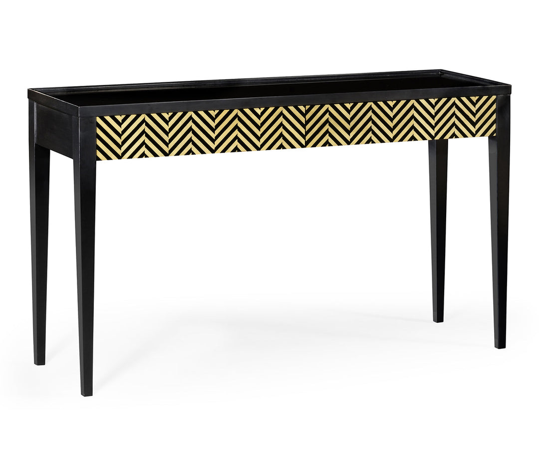 JC Modern - Alexander Julian Collection - Classic Ebony & Ivory Herringbone Console Table