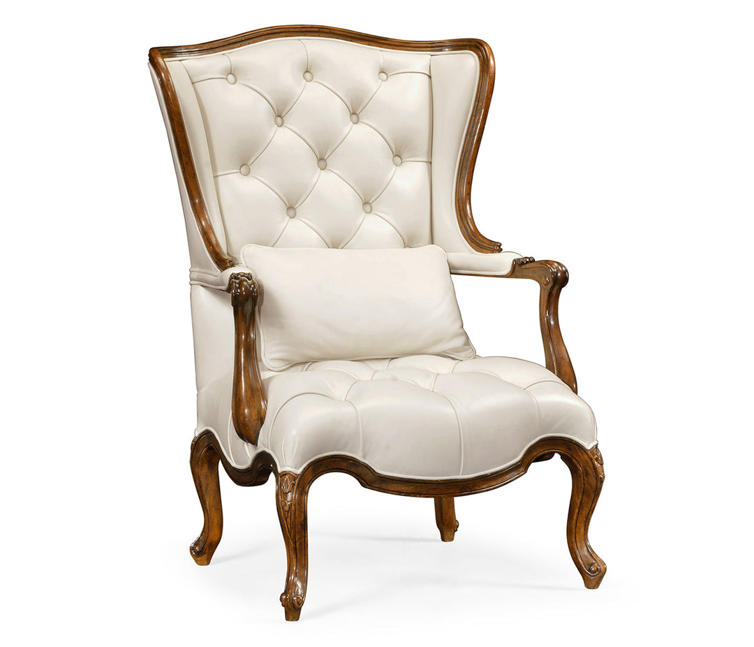 Windsor Collection - Wing-backed chair in cream leather