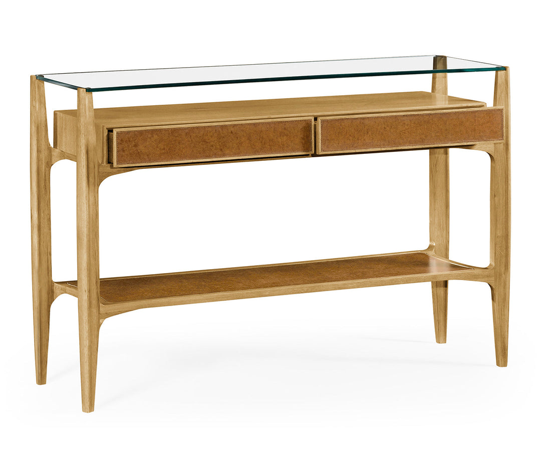 JC Edited - Architects House Collection - Architects Console Table with Drawers Ang Glass Top