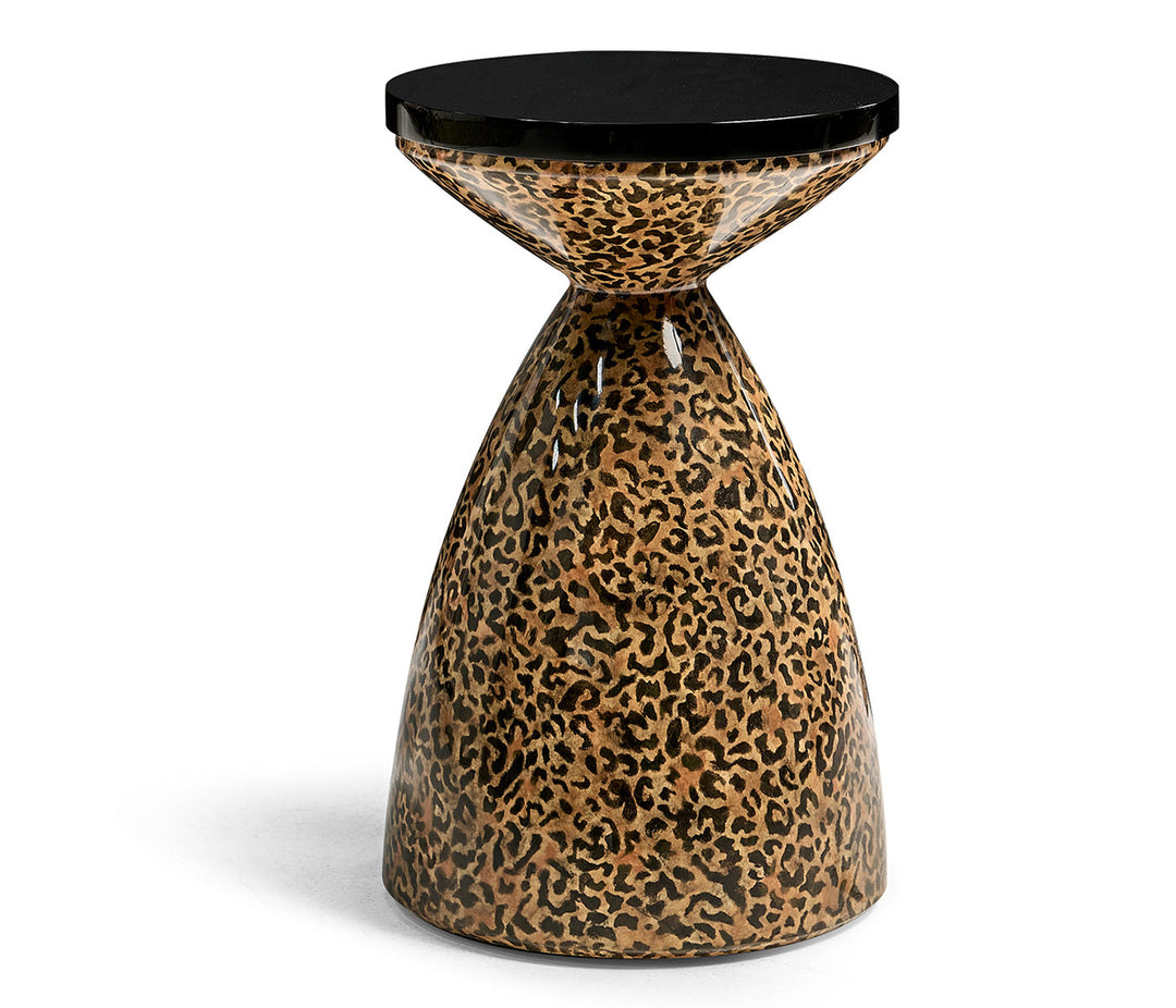 JC Modern - Eclectic Collection - Round Leopardskin & Black Wine Table