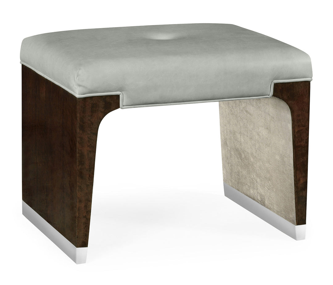 JC Modern - Belgravia Collection - Black Eucalyptus Dressing Stool, Upholstered in Grey Leather