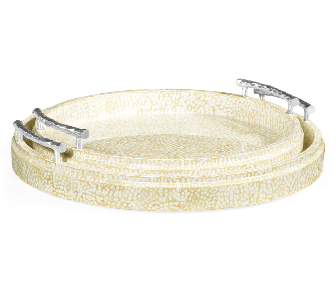 JC Modern - Indochine Collection - Duo Circular Yellow Eggshell Tray