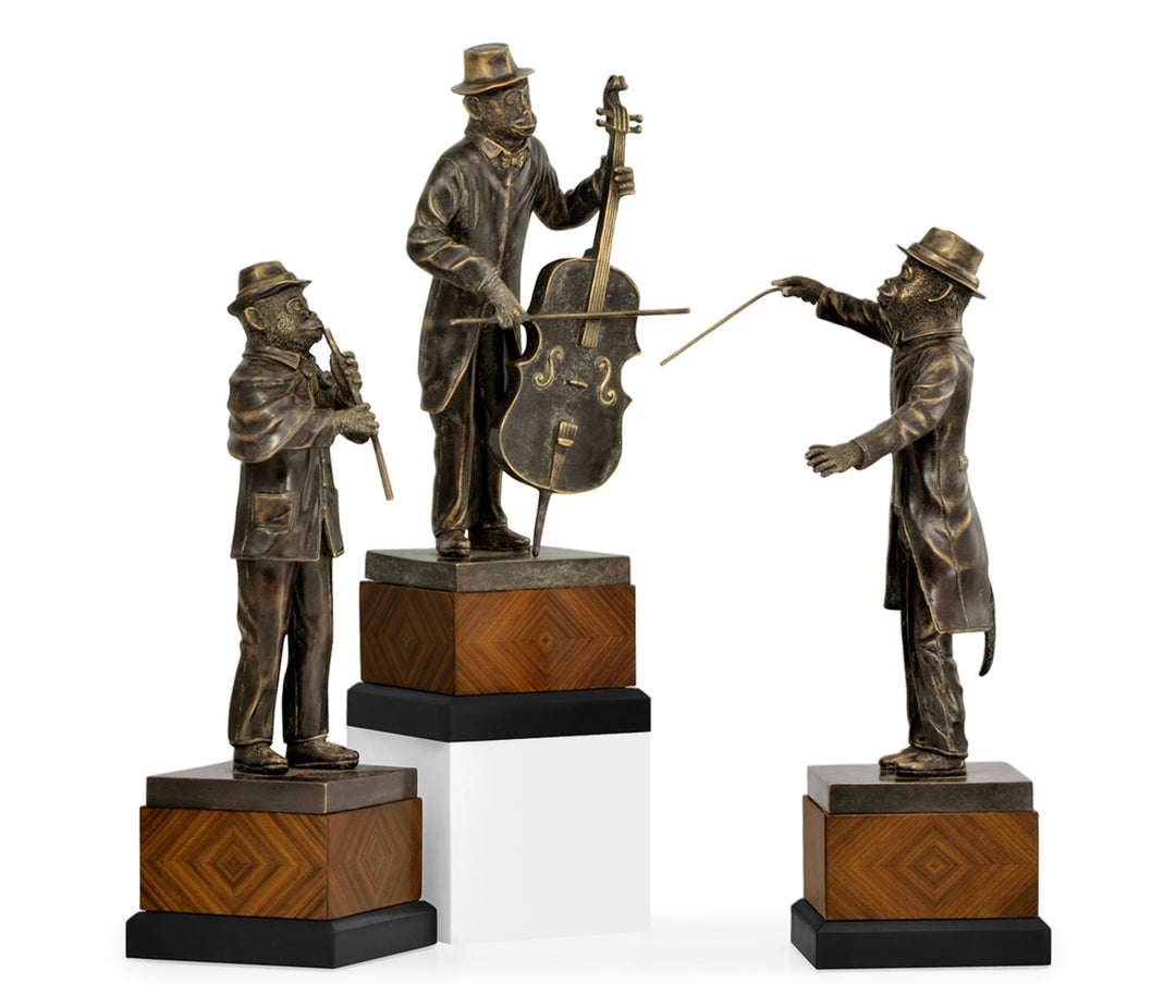 Curated Collection - Antique Dark Bronze Monkey Orchestra Set