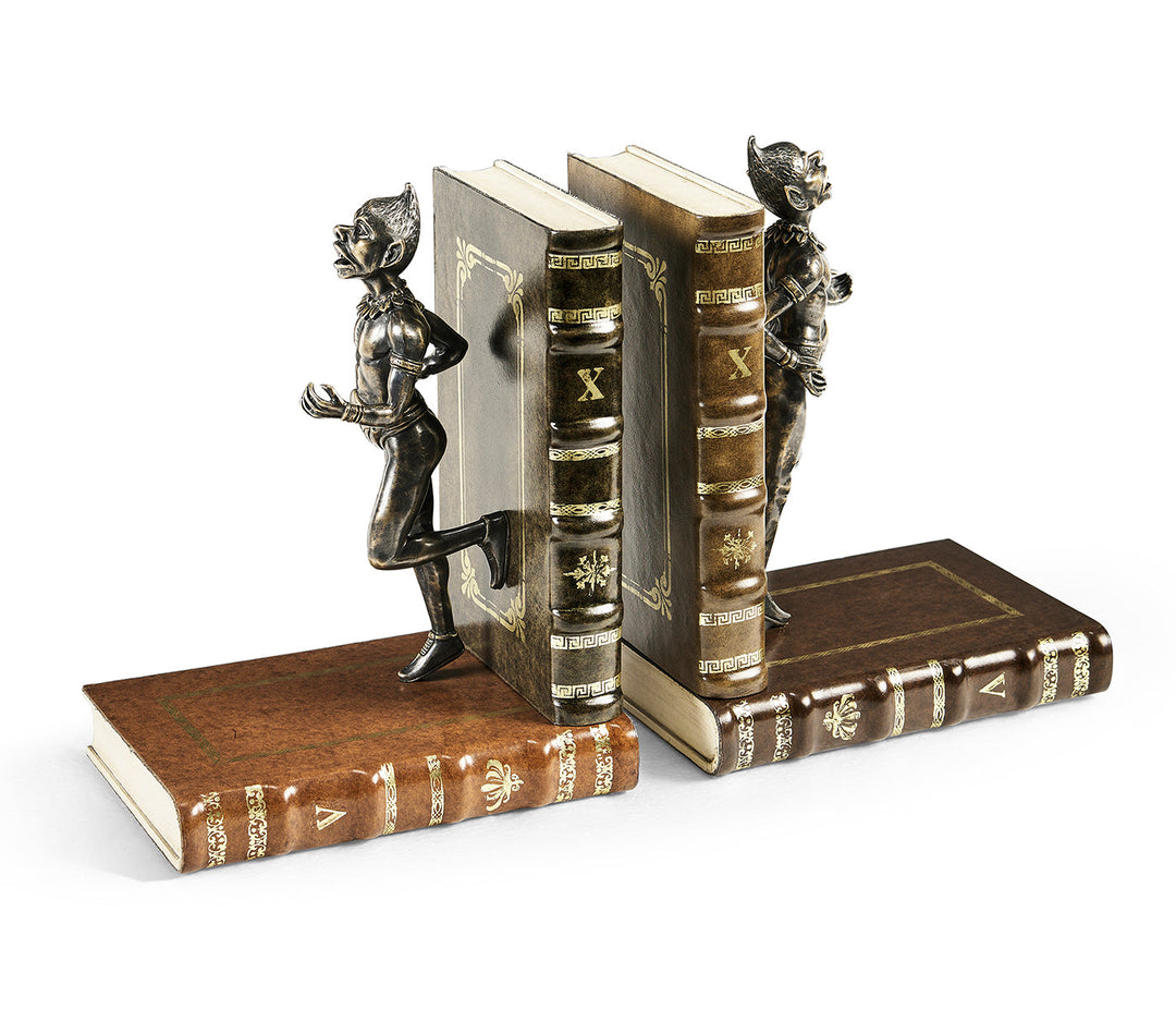 Curated Collection - Pair of Antique Dark Bronze Elf Bookends