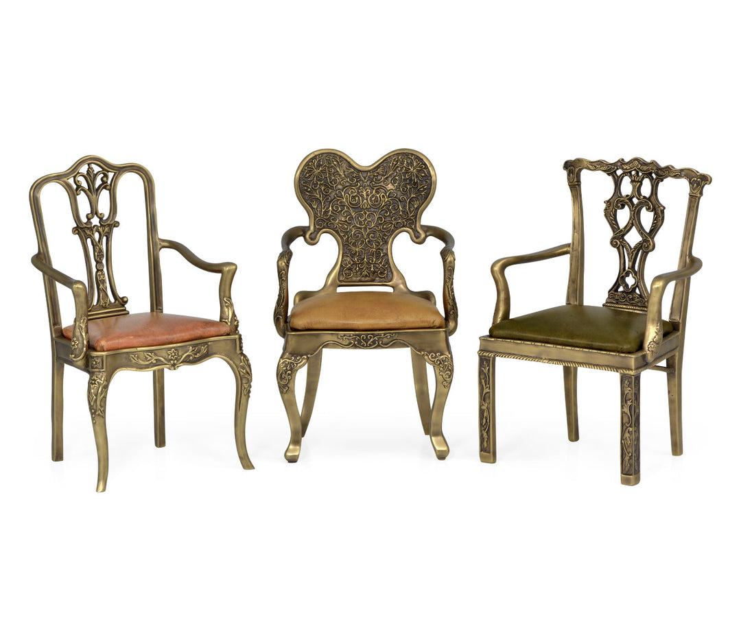 Curated Collection - Set of Light Brass Miniature Dining Chairs