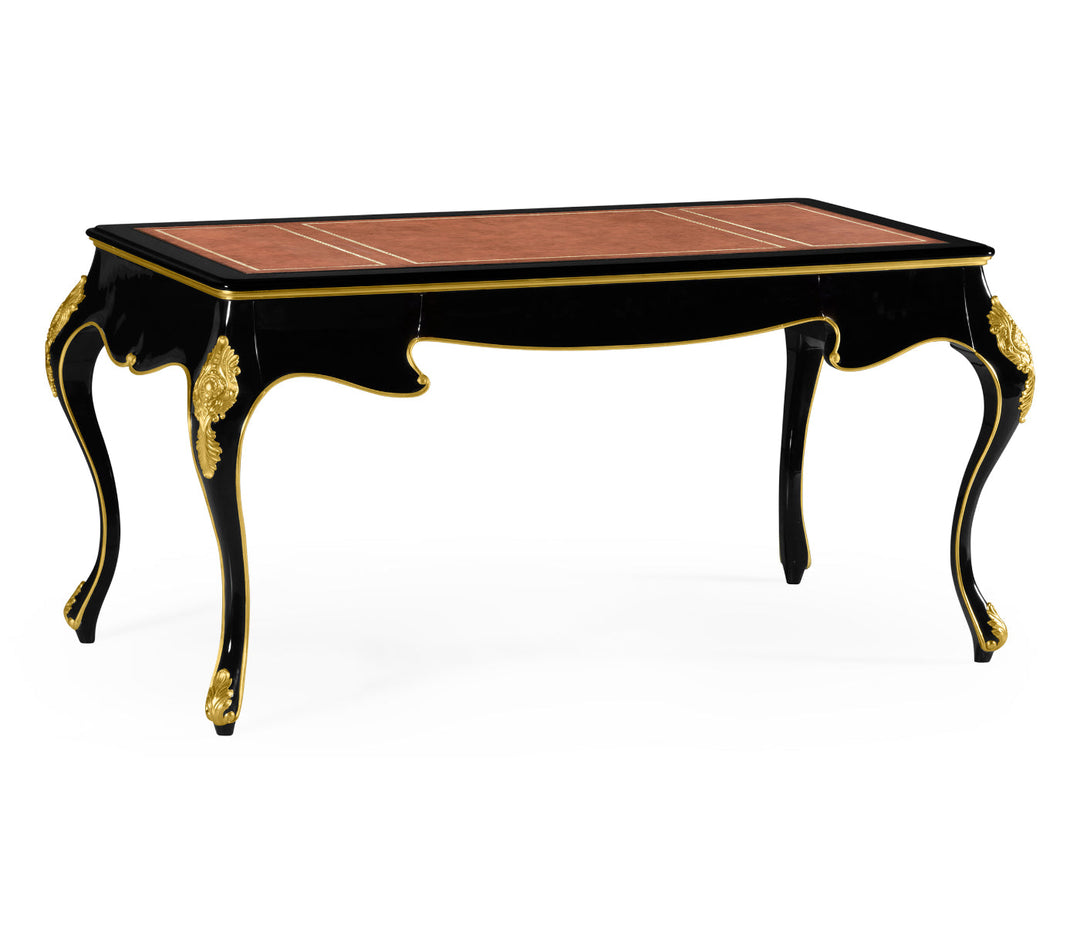 Monte Carlo Collection - Black Writing Desk with Red Leather Top